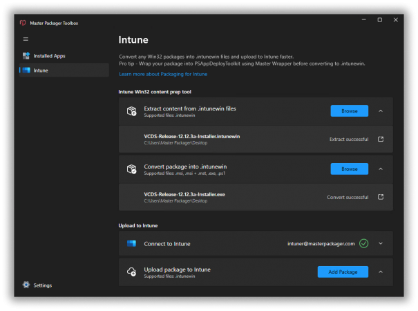 Convert and extract .intunewin files for upload to Intune